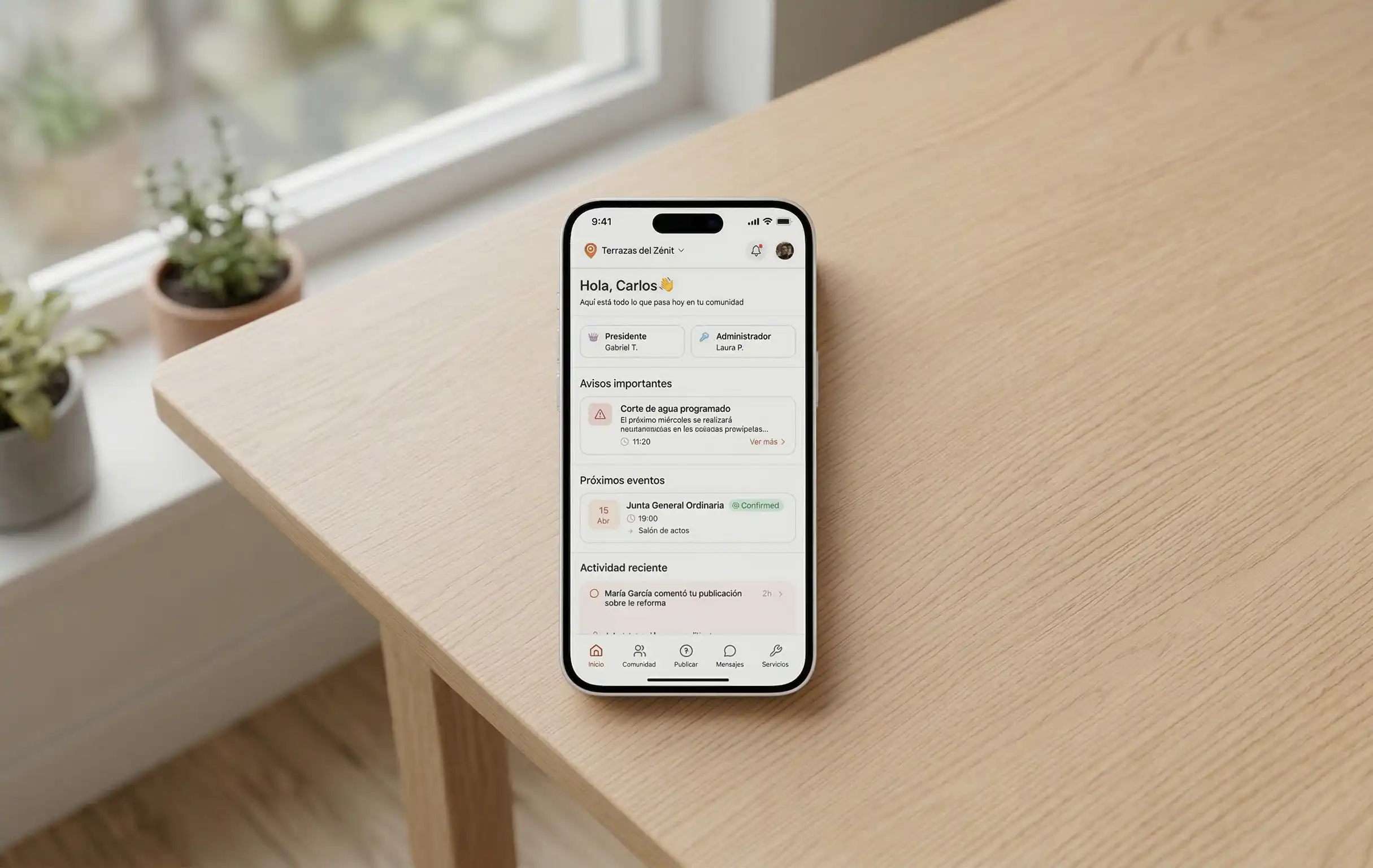 Pantalla home de la app Hoodely